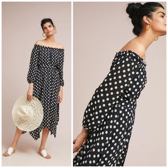 Anthropologie Dresses & Skirts - Maeve Anthropologie Dotted Off-The-Shoulder Dress
